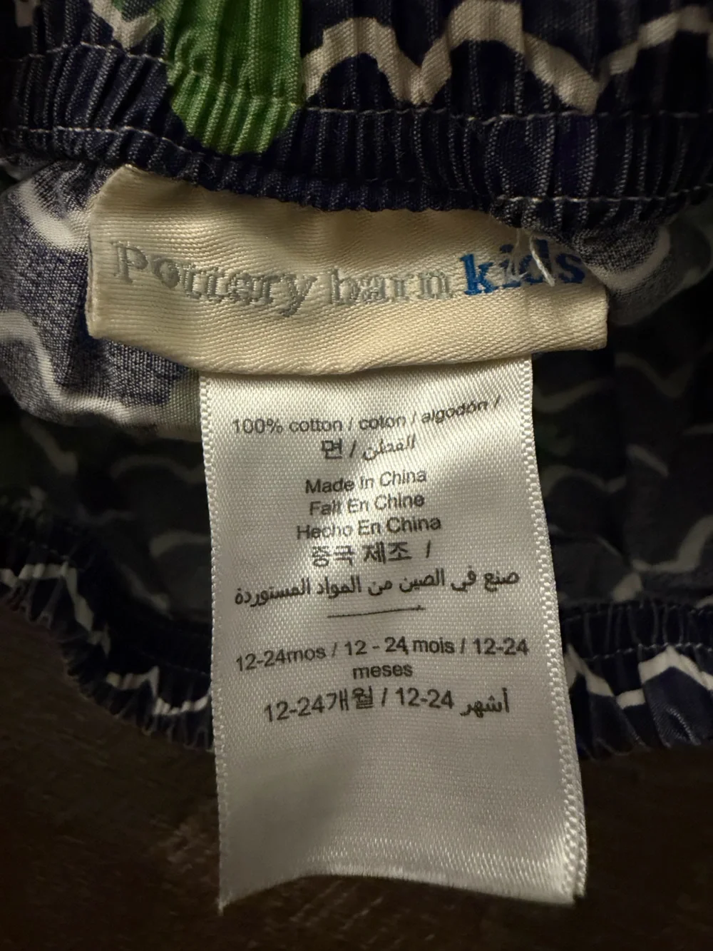 Pottery Barn Kids Navy Bloomers with Green Turtle Print